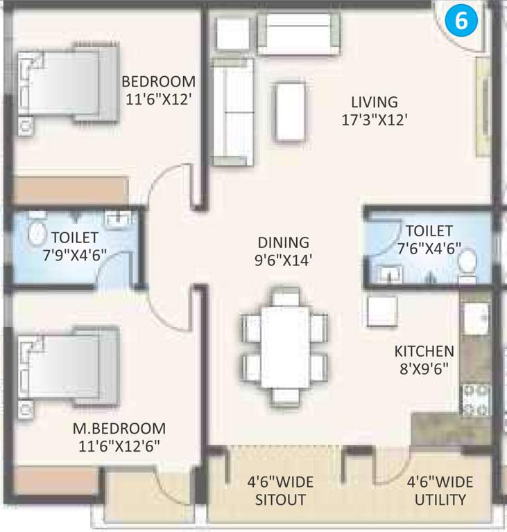 Rsun Clover Apartments Homes (2BHK+2T (1,200 sq ft) 1200 sq ft)