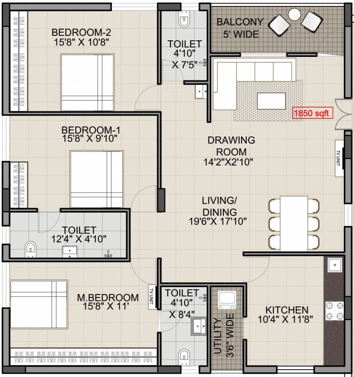 Technopolis Solitaire Pride (3BHK+3T (1,850 sq ft) 1850 sq ft) Technopolis Solitaire Pride (3BHK+3T (1,850 sq ft) 1850 sq ft)