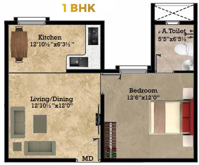 Shriram Park 63 (1BHK+1T (595 sq ft) 595 sq ft)