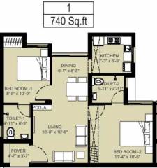 Arun Sanjani (2BHK+2T (740 sq ft) 740 sq ft) Arun Sanjani (2BHK+2T (740 sq ft) 740 sq ft)