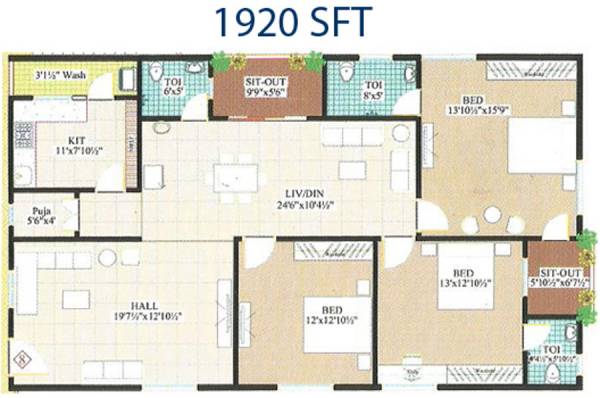 Sri Chandeeshwara Unique Residency (3BHK+3T (1,920 sq ft) 1920 sq ft)