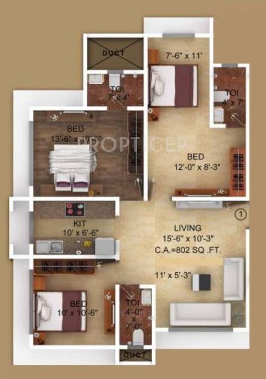 Navkar Sukh Bhimani (3BHK+3T (802 sq ft) 802 sq ft)