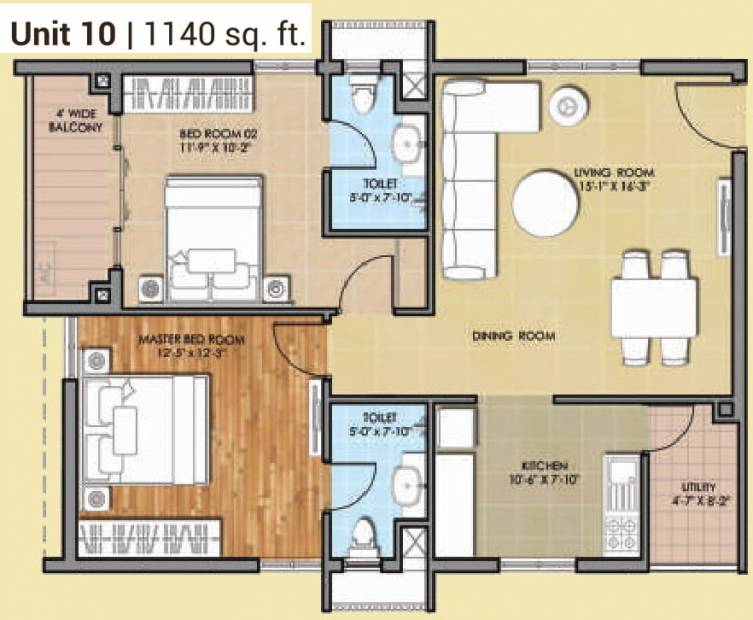 HSR Sri Ramachandra Manor (2BHK+2T (1,140 sq ft) 1140 sq ft)