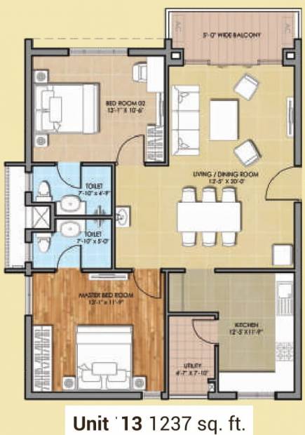 HSR Sri Ramachandra Manor (2BHK+2T (1,237 sq ft) 1237 sq ft)