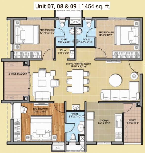 HSR Sri Ramachandra Manor (3BHK+3T (1,454 sq ft) 1454 sq ft)