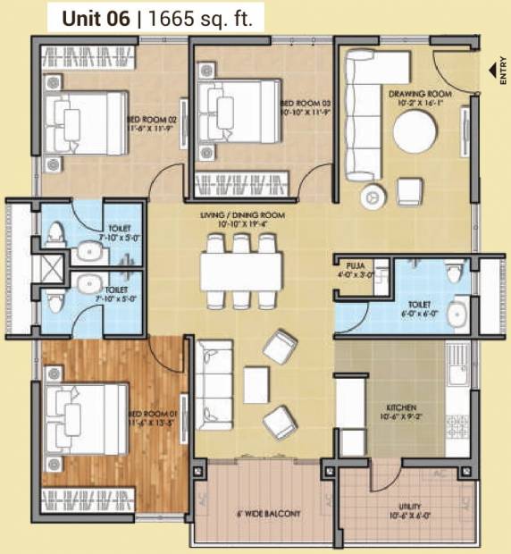 HSR Sri Ramachandra Manor (3BHK+3T (1,665 sq ft) 1665 sq ft)