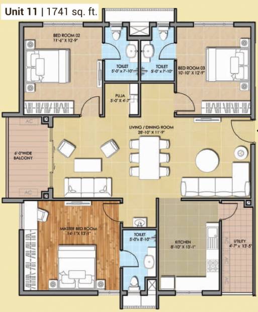 HSR Sri Ramachandra Manor (3BHK+3T (1,741 sq ft) 1741 sq ft)