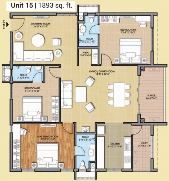 HSR Sri Ramachandra Manor (3BHK+3T (1,893 sq ft) 1893 sq ft)