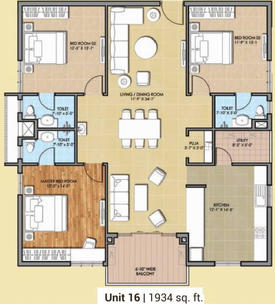 HSR Sri Ramachandra Manor (3BHK+3T (1,934 sq ft) 1934 sq ft)