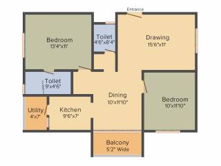 Fortuna Acacia (2BHK+2T (1,100 sq ft) 1100 sq ft)