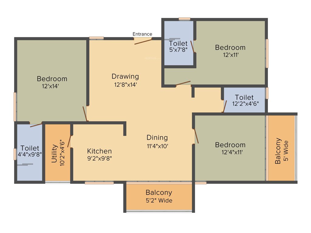 Fortuna Acacia (3BHK+3T (1,550 sq ft) 1550 sq ft)