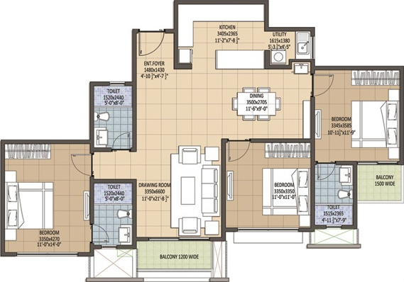 Navami Funique (3BHK+3T (1,467 sq ft) 1467 sq ft)