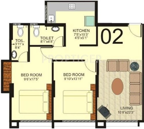 Kashish Kashish Tower (2BHK+2T (782 sq ft) 782 sq ft)