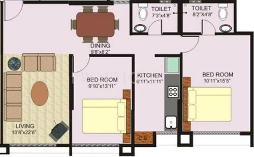 Kashish Kashish Tower (2BHK+2T (817 sq ft) 817 sq ft)