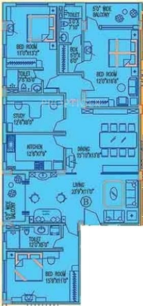 Mani Neermani (3BHK+3T (2,329 sq ft) + Study Room 2329 sq ft)