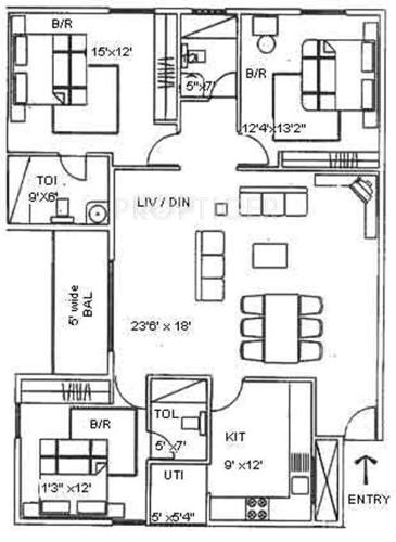 Ferns Nest (3BHK+3T (1,521 sq ft) 1521 sq ft) Ferns Nest (3BHK+3T (1,521 sq ft) 1521 sq ft)