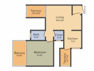 Fortune Perfect (2BHK+2T (637 sq ft) 637 sq ft)