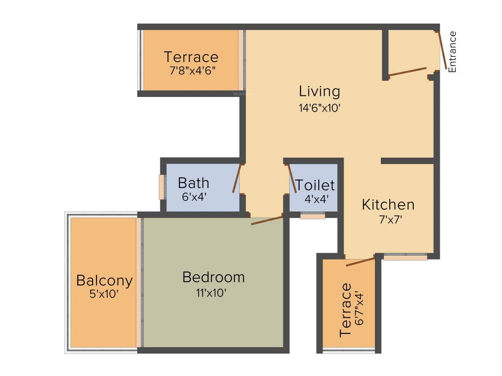 Fortune Perfect (2BHK+2T (637 sq ft) 637 sq ft)