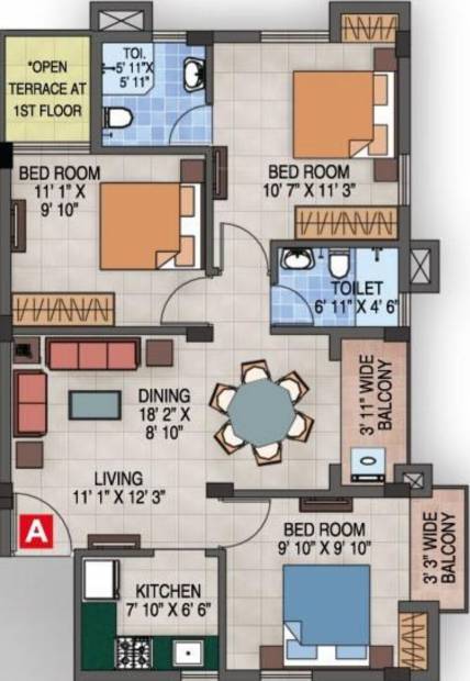 Magnolia Success (3BHK+2T (1,039 sq ft) 1039 sq ft)