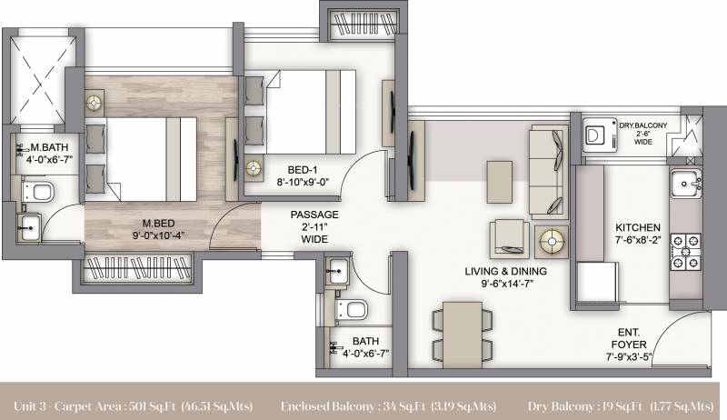 Piramal Vaikunth Cluster 4A (2BHK+2T (555 sq ft) 555 sq ft)