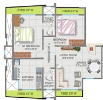 M M Valley (2BHK+2T (892 sq ft) 892 sq ft)