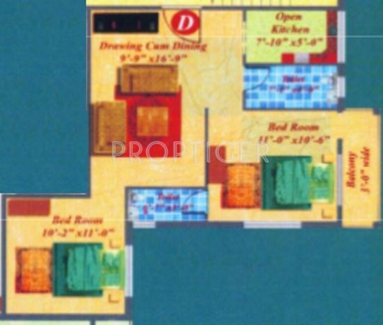 Bengal Tower (2BHK+2T (1,050 sq ft) 1050 sq ft)