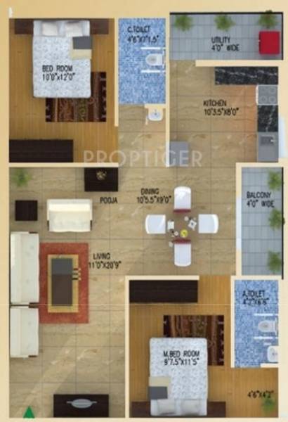 Neo Heights Aster (2BHK+2T (1,034 sq ft) 1034 sq ft)