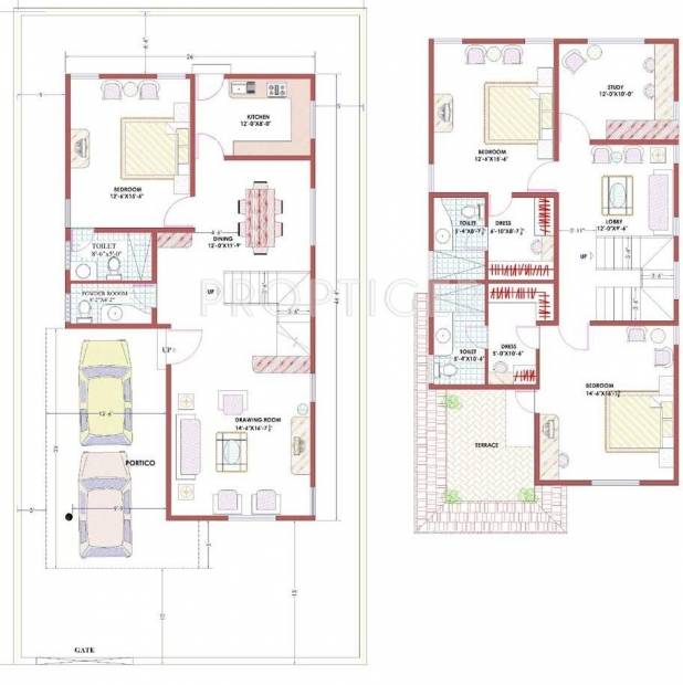 Modi Silver Oak Bangalows (3BHK+3T (2,098 sq ft)   Study Room 2098 sq ft)