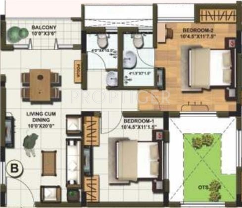 Malles Altius (2BHK+2T (1,001 sq ft) 1001 sq ft) Malles Altius (2BHK+2T (1,001 sq ft) 1001 sq ft)