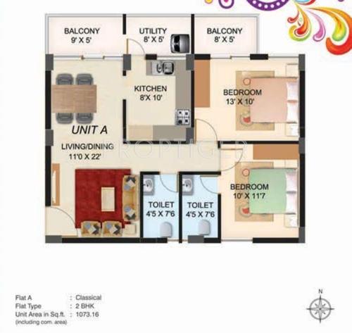 Jeno Sougou Maran (2BHK+2T (1,073 sq ft) 1073 sq ft)