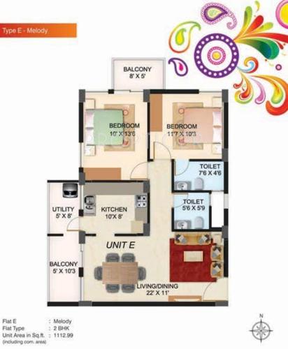 Jeno Sougou Maran (2BHK+2T (1,112 sq ft) 1112 sq ft)