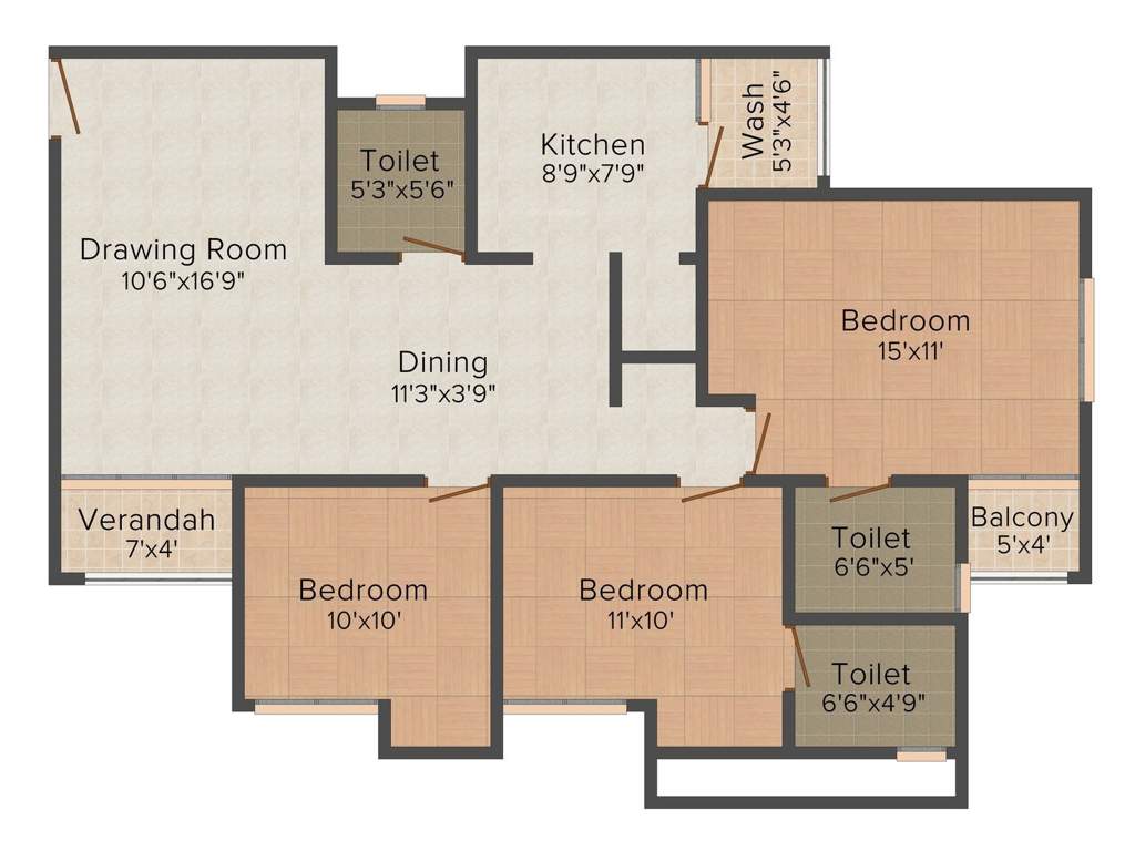 Anchor Yash Arian (3BHK+3T (1,509 sq ft) + Pooja Room 1509 sq ft)