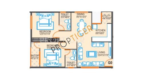 Samhita Samhita Blossom Floor Plan (2BHK+2T)
