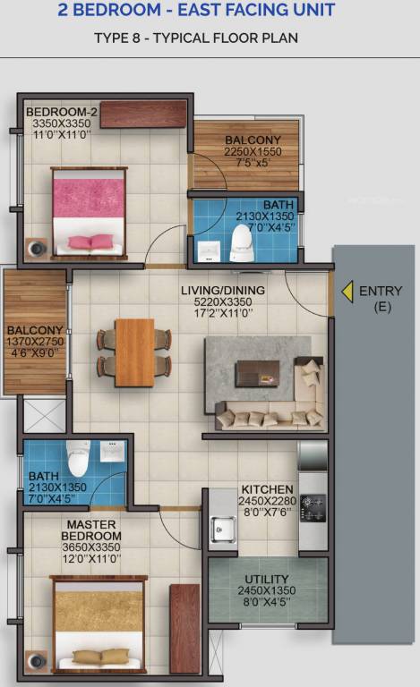 Vaishnavi Serene (2BHK+2T (950 sq ft) 950 sq ft)