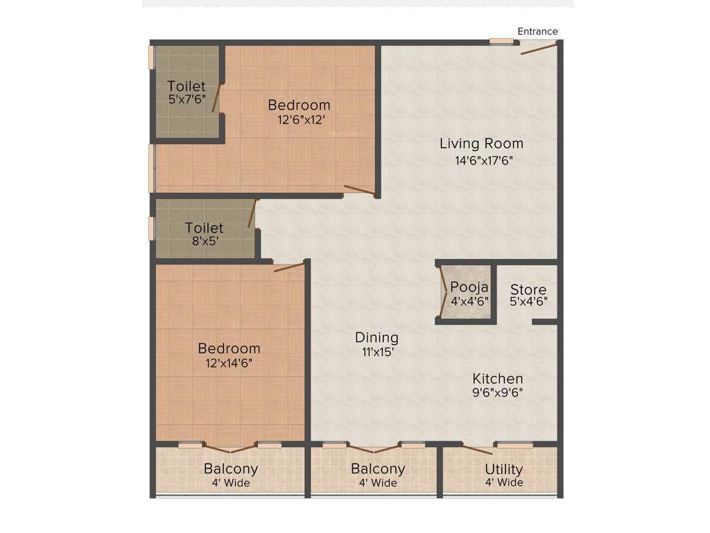 Rajarajeshware Parasmani Regency (2BHK+2T (1,743 sq ft) 1743 sq ft)