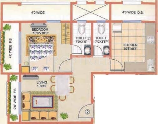 Rachanaa Kunal Floor Plan (1BHK+1T)