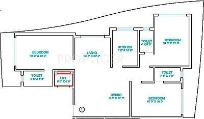 Karnani Builders REEMA TERRACES Floor Plan (3BHK+3T)