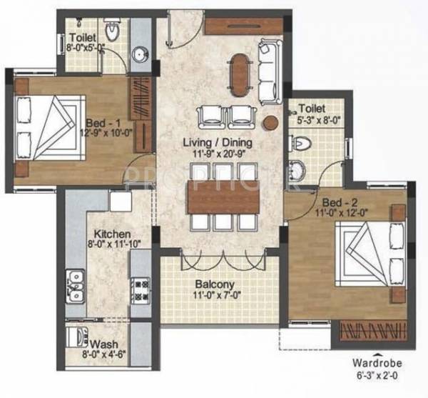 Lancor Corner Stone (2BHK+2T (1,013 sq ft) 1013 sq ft)