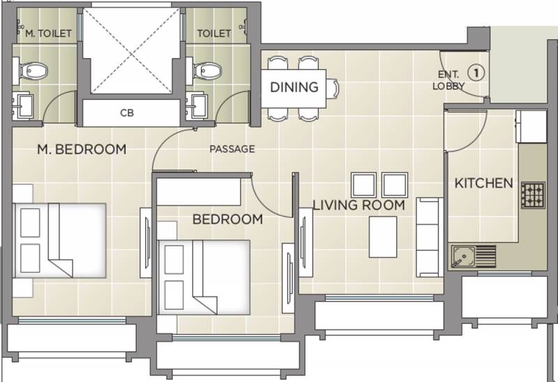 Hiranandani Eagleridge Wing B (2BHK+2T (640.78 sq ft) 640.78 sq ft)