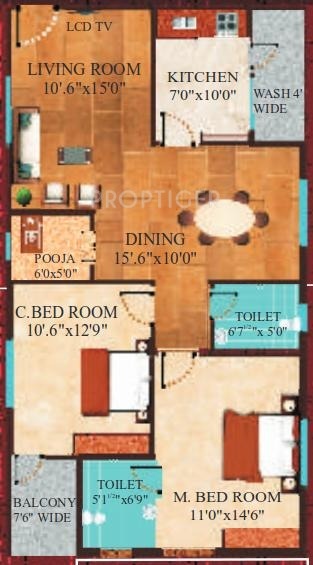 Prajapati Elite (2BHK+2T (1,155 sq ft)   Pooja Room 1155 sq ft)