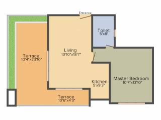 CoEvolve Northern Star (1BHK+1T (810 sq ft) 810 sq ft)