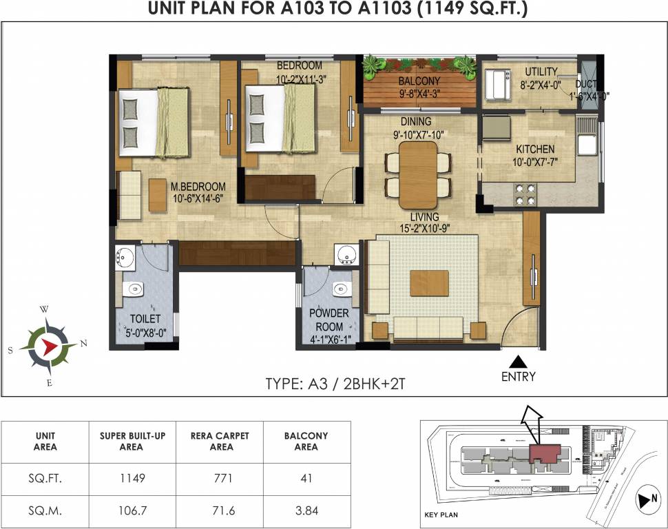 CoEvolve Northern Star (2BHK+2T (1,149 sq ft) 1149 sq ft)