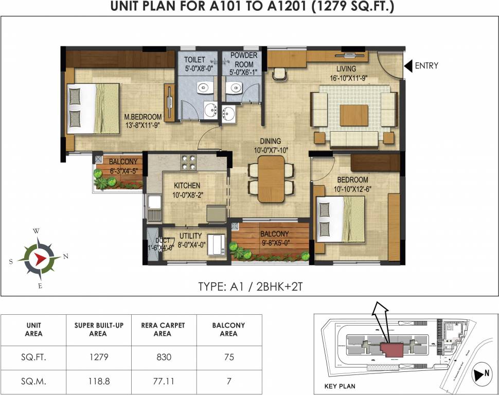 CoEvolve Northern Star (2BHK+2T (1,279 sq ft) 1279 sq ft)