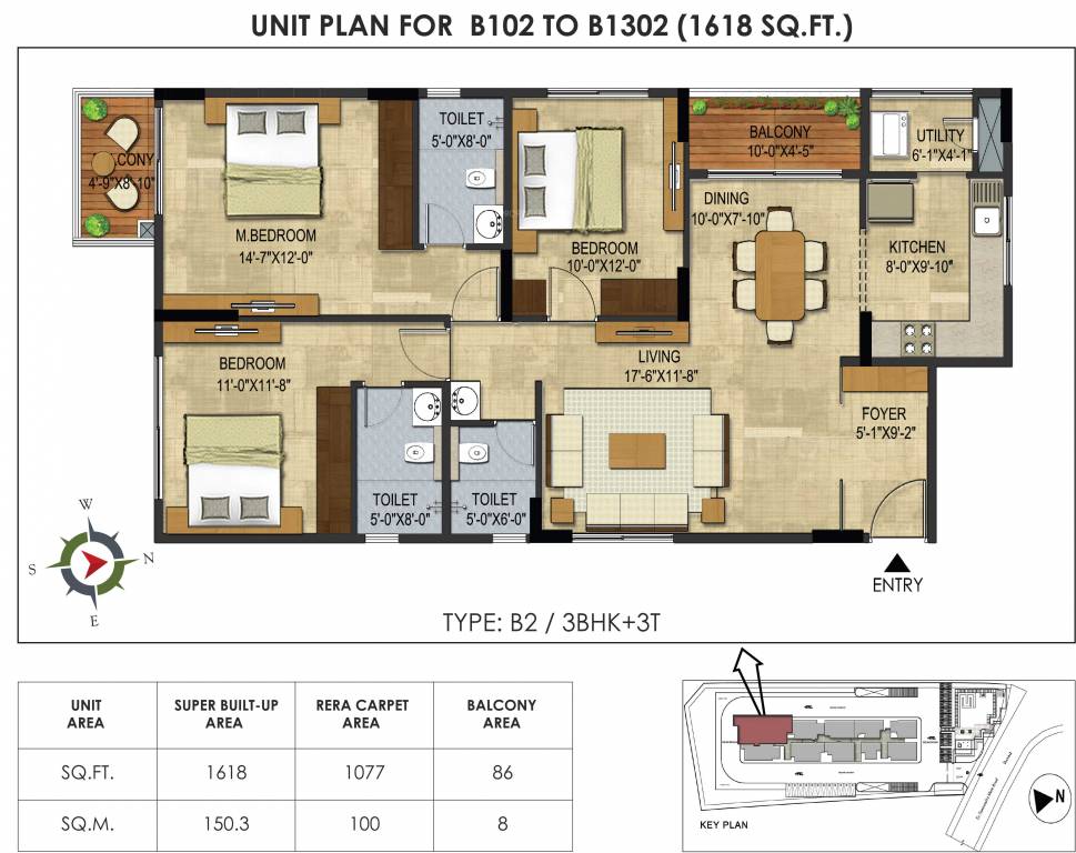 CoEvolve Northern Star (3BHK+3T (1,618 sq ft) 1618 sq ft)
