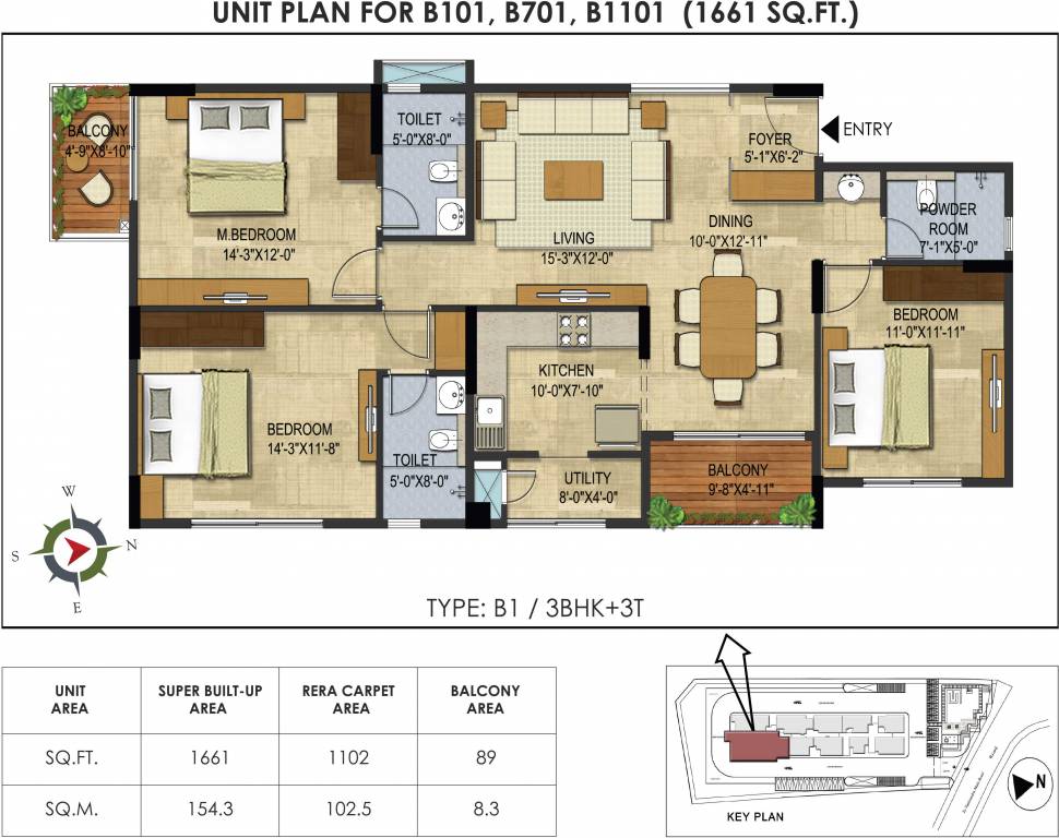 CoEvolve Northern Star (3BHK+3T (1,661 sq ft) 1661 sq ft)