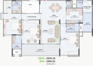 Felicity Aventura (3BHK+3T (2,555.16 sq ft) + Servant Room 2555.16 sq ft) Felicity Aventura (3BHK+3T (2,555.16 sq ft) + Servant Room 2555.16 sq ft)