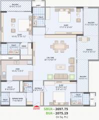 Felicity Aventura (3BHK+3T (2,697.75 sq ft) + Servant Room 2697.75 sq ft) Felicity Aventura (3BHK+3T (2,697.75 sq ft) + Servant Room 2697.75 sq ft)