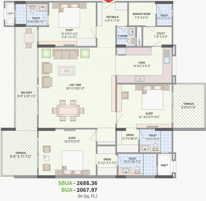 Felicity Aventura (3BHK+3T (2,688.36 sq ft) + Servant Room 2688.36 sq ft) Felicity Aventura (3BHK+3T (2,688.36 sq ft) + Servant Room 2688.36 sq ft)