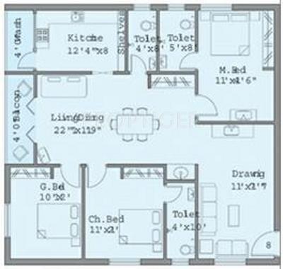 Sai Magnificent Habitat (3BHK+3T (1,565 sq ft) 1565 sq ft)