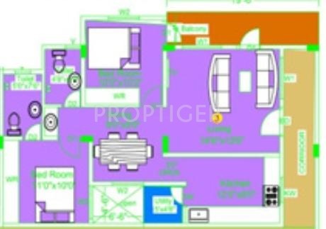 Pruthvi Greens (2BHK+2T (1,170 sq ft) 1170 sq ft)